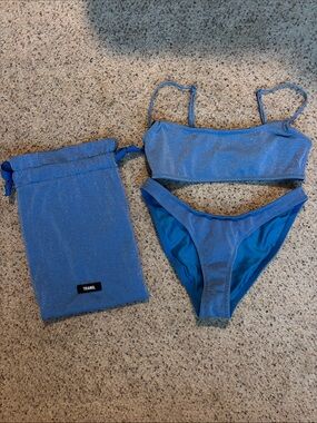 triangl swimwear Blue Shimmer Bikini Set with Pouch